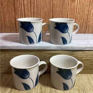 Savoir Vivre Serenade Blue Tulips Ceramic Mugs Set of 4